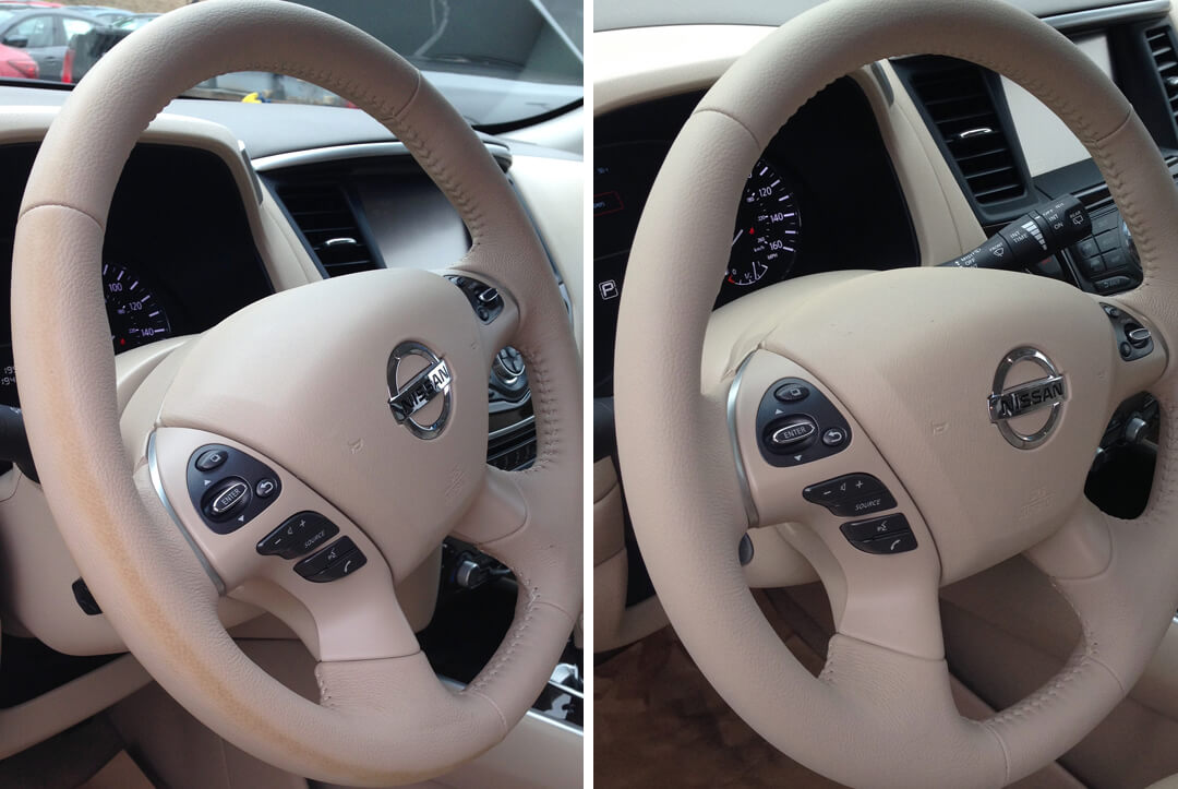 Interior service steering wheel repair before and after sample 2