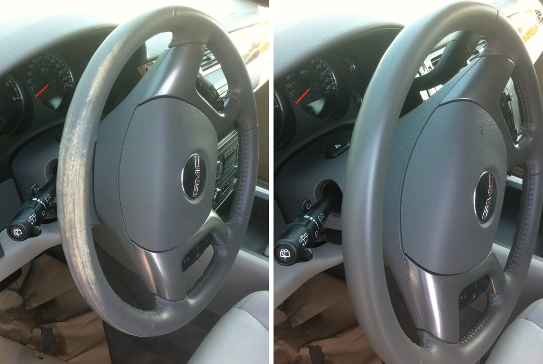 Interior service steering wheel repair before and after sample 3